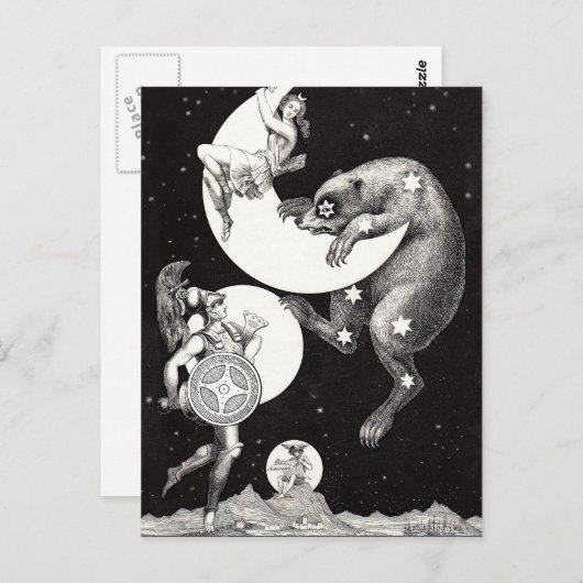 Celestial Moon Sky Universe God Night Illustration Briefkaart (Voorkant / Achterkant)