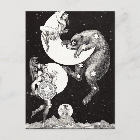 Celestial Moon Sky Universe God Night Illustration Briefkaart (Voorkant)