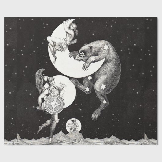 Celestial Moon Sky Universe God Night Illustration Cadeaupapier (Vlak)