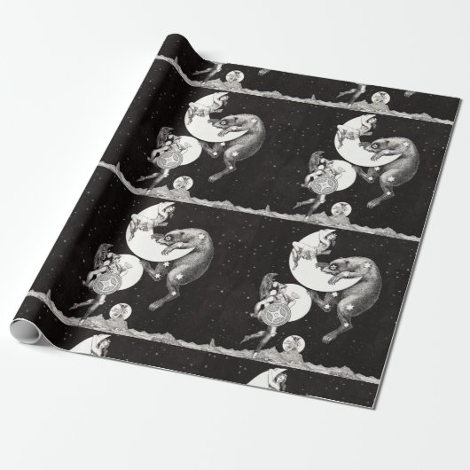 Celestial Moon Sky Universe God Night Illustration Cadeaupapier (Uitgerold)