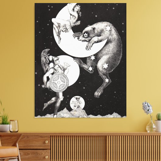 Celestial Moon Sky Universe God Night Illustration Canvas Afdruk (Insitu (Woonkamer))