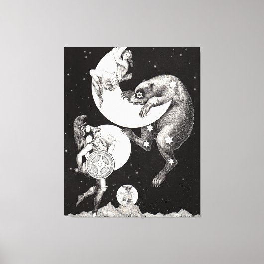 Celestial Moon Sky Universe God Night Illustration Canvas Afdruk (Voorkant)