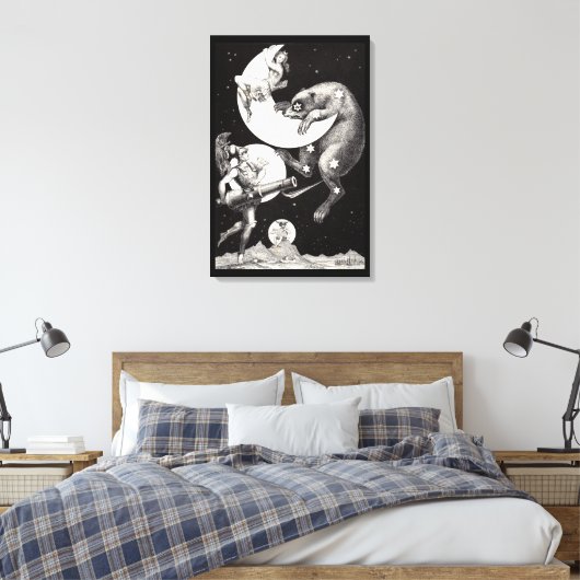 Celestial Moon Sky Universe God Night Illustration Canvas Afdruk (Insitu (Slaapkamer))