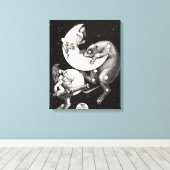 Celestial Moon Sky Universe God Night Illustration Canvas Afdruk (Insitu (Houten vloer))