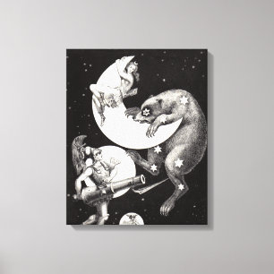 Celestial Moon Sky Universe God Night Illustration Canvas Afdruk