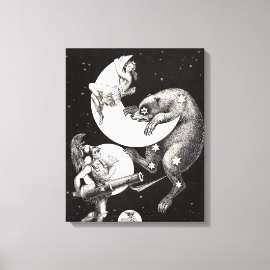 Celestial Moon Sky Universe God Night Illustration Canvas Afdruk (Voorkant)
