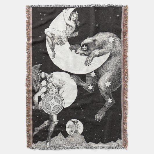 Celestial Moon Sky Universe God Night Illustration Deken (Voorkant Verticaal)