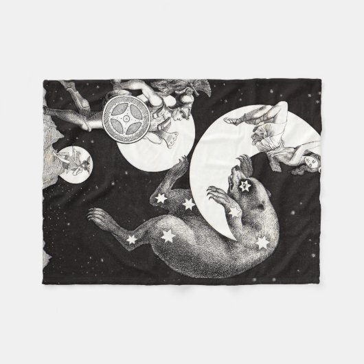 Celestial Moon Sky Universe God Night Illustration Fleece Deken (Voorkant (Horizontaal))