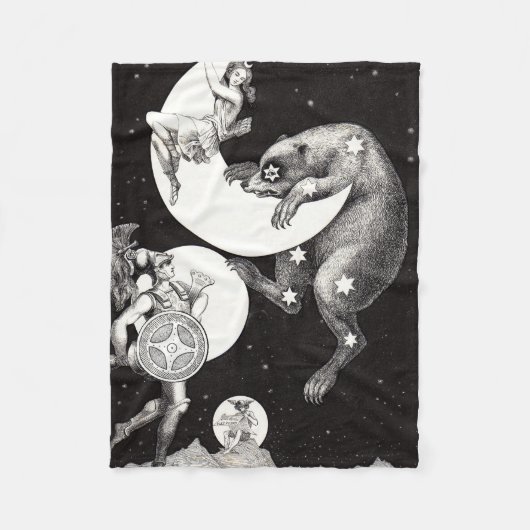 Celestial Moon Sky Universe God Night Illustration Fleece Deken (Voorkant)