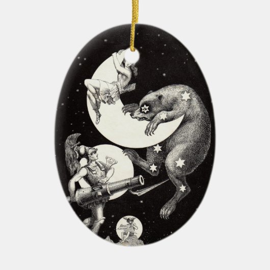 Celestial Moon Sky Universe God Night Illustration Keramisch Ornament (Voorkant)