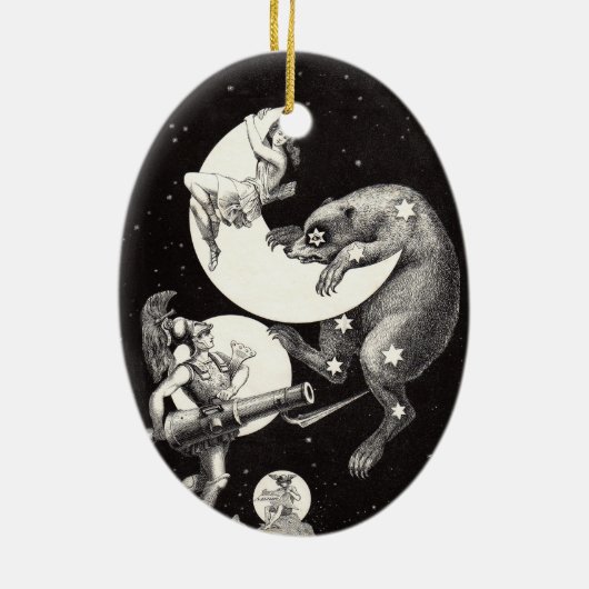 Celestial Moon Sky Universe God Night Illustration Keramisch Ornament (Achterkant)