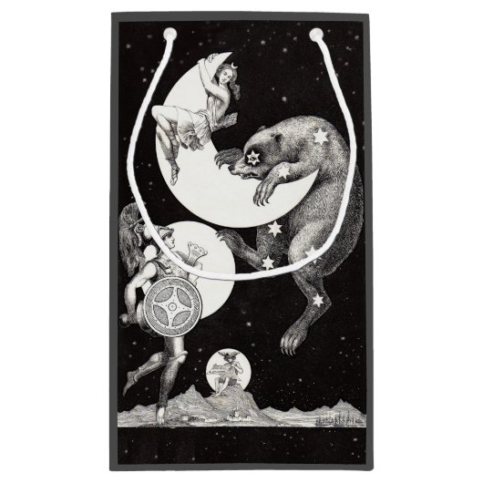 Celestial Moon Sky Universe God Night Illustration Klein Cadeauzakje (Achterkant)