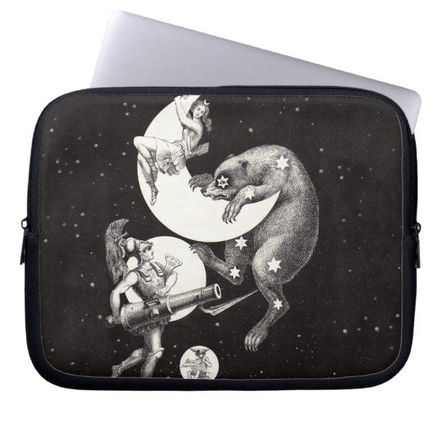 Celestial Moon Sky Universe God Night Illustration Laptop Sleeve (Voorkant)