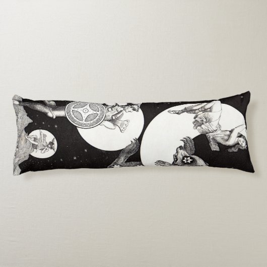 Celestial Moon Sky Universe God Night Illustration Lichaamskussen (Achterkant)