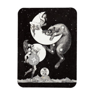 Celestial Moon Sky Universe God Night Illustration Magneet