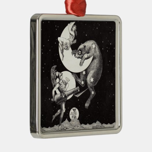 Celestial Moon Sky Universe God Night Illustration Metalen Ornament (Rechts)