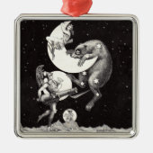 Celestial Moon Sky Universe God Night Illustration Metalen Ornament (Voorkant)