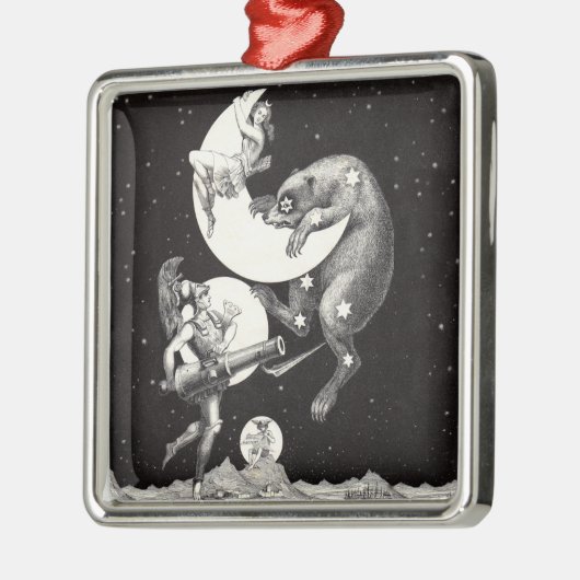 Celestial Moon Sky Universe God Night Illustration Metalen Ornament (Links)