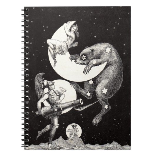 Celestial Moon Sky Universe God Night Illustration Notitieboek (Voorkant)