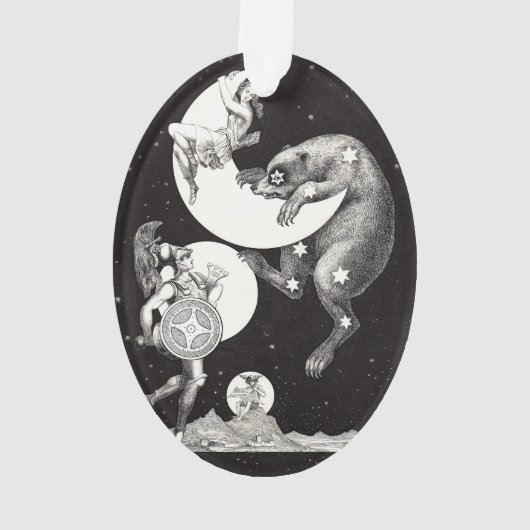 Celestial Moon Sky Universe God Night Illustration Ornament (achterkant)