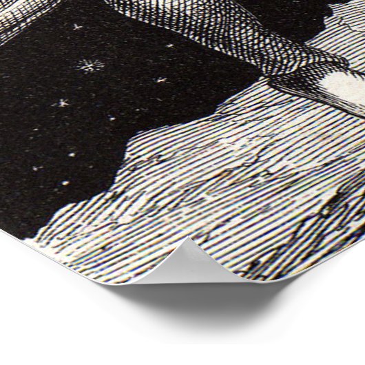 Celestial Moon Sky Universe God Night Illustration Poster (Hoek)