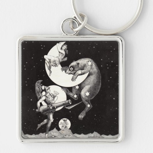 Celestial Moon Sky Universe God Night Illustration Sleutelhanger (Voorkant)