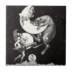 Celestial Moon Sky Universe God Night Illustration Tegeltje