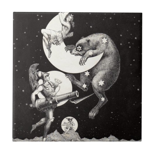 Celestial Moon Sky Universe God Night Illustration Tegeltje (Voorkant)