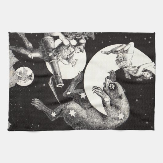 Celestial Moon Sky Universe God Night Illustration Theedoek (Horizontaal)