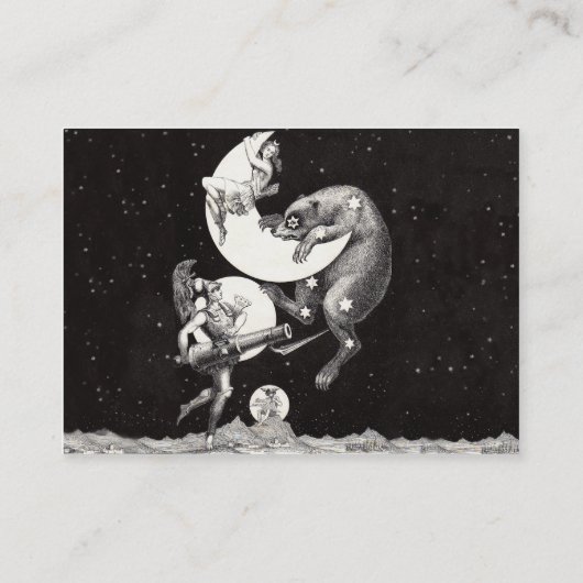 Celestial Moon Sky Universe God Night Illustration Visitekaartje (Achterkant)
