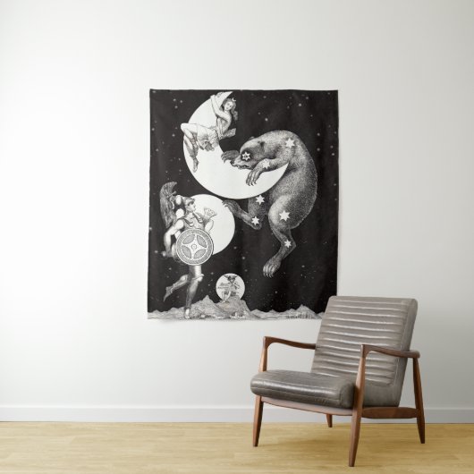 Celestial Moon Sky Universe God Night Illustration Wandkleed (In situ)