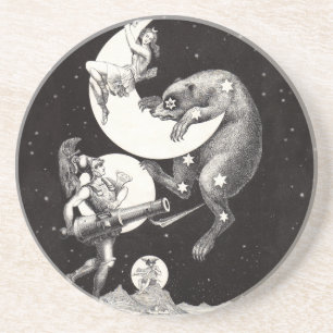 Celestial Moon Sky Universe God Night Illustration Zandsteen Onderzetter