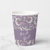 Celestial Moon Star Floral Lavender Baby Shower Papieren Bekers (Achterkant)