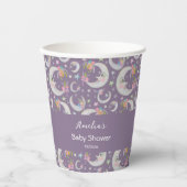 Celestial Moon Star Floral Lavender Baby Shower Papieren Bekers (Voorkant)