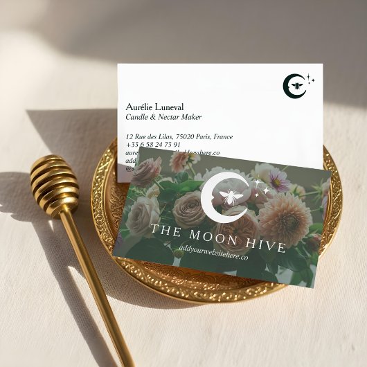 Celestial Moon Star Honey Bee Floral Visitekaartje