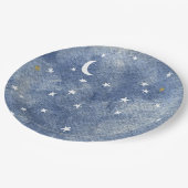 Celestial Moon Star Navy Blue Waterverf Papieren Bordje (Gekanteld)