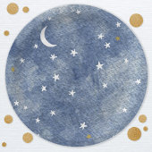 Celestial Moon Star Navy Blue Waterverf Papieren Bordje