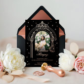 Celestial Moon Star Tiara Arch Foto Quinceañera Folie Uitnodiging