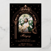 Celestial Moon Star Tiara Arch Foto Quinceañera Folie Uitnodiging (Voorkant)