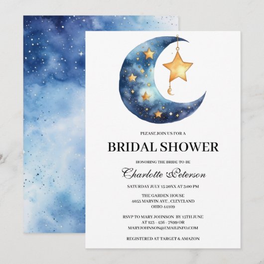 Celestial Moon Star Vrijgezellenfeest Kaart (Voorkant / Achterkant)