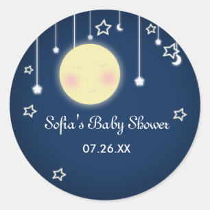 Celestial Moon Stars Baby shower Party Sticker