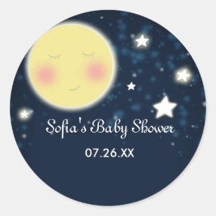 Celestial Moon Stars Baby shower Party Sticker