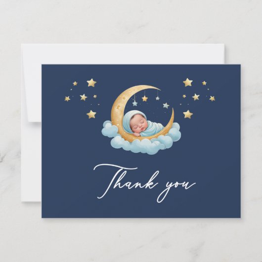 Celestial Moon Stars Baby Shower Thank You Card Bedankkaart (Voorkant)