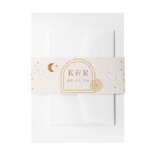 Celestial Moon Stars Bruiloft Belly Band Uitnodigingen Wikkel
