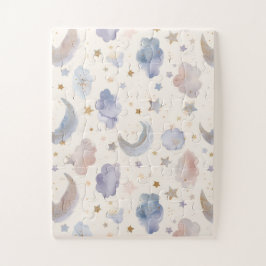 Celestial Moon Stars Clouds Watercolor Pastels Legpuzzel