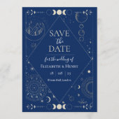 Celestial moon stars constellations Save the Date Kaart (Voorkant)