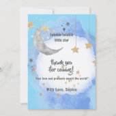 Celestial Moon Stars, Dark Blue And Gold Bedankkaart (Voorkant)
