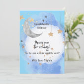 Celestial Moon Stars, Dark Blue And Gold Bedankkaart (Staand voorkant)