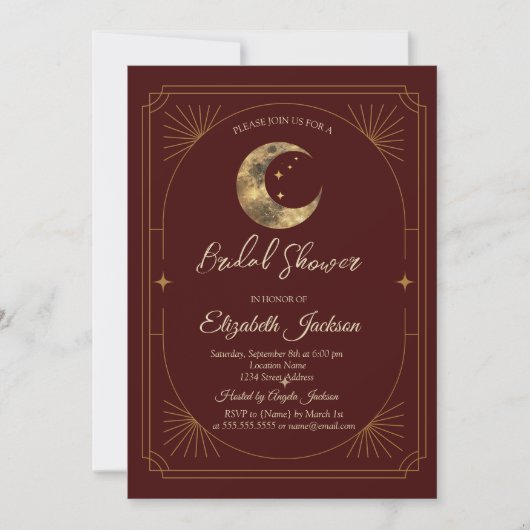 Celestial Moon Stars Dark Bridal Shower Kaart (Voorkant)