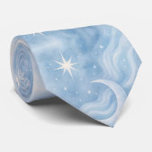 Celestial Moon Stars Dreamy Sky Pastel Waterverf Stropdas (Opgerold)